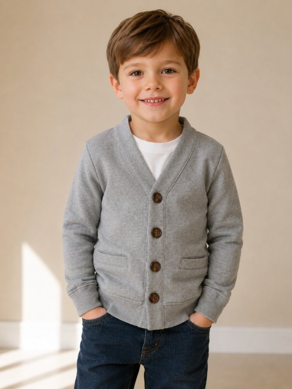 Gymboree Boys Button Cardigan Sweatshirt Pockets Size 6